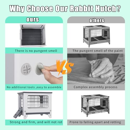 Plastic Rabbit Hutch for Indoor & Outdoor | Urine Barrier and Pull-Out Tray, Pet Habitat for Small Animals, Rabbit Cage Easy Cleaning and Assembly - size: 21.6"L*18.8"W*17.9"H