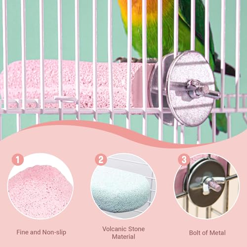 4PCS Bird Beak Grinding Stone,Bird Parrot Cage Perch Stand Platform Foot Claws Trimmer Chewing Toys,Washable Cage Furniture for Small Medium Bird,Budgies, Parakeets, Cockatiels, Conures(Pumice)