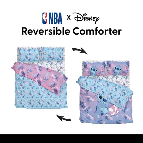 Disney Lilo & Stitch Full Comforter Set 5 Piece Includes Reversible Comforter & Sheet Bedding Set Soft Fade Resistant Microfiber Officially Licensed - color: Sporty Stitch Full