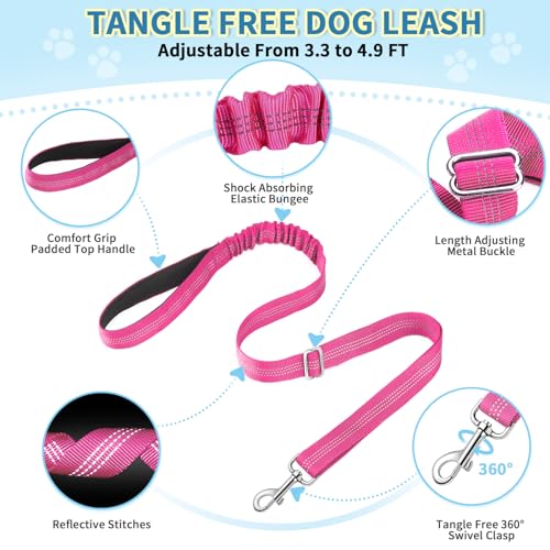 Lukovee Small Dog Harness and Leash Set, No Pull Soft Padded Vest | Both Neck & Chest Adjustable, Reflective, Puppy Harness with 4ft Lightweight Anti-Twist Dog Leash for Small Dogs (Fu,XXS) - color: Fuchsia - with Stripe, size: XXS ( Chest 11.5'' ~ 15'')