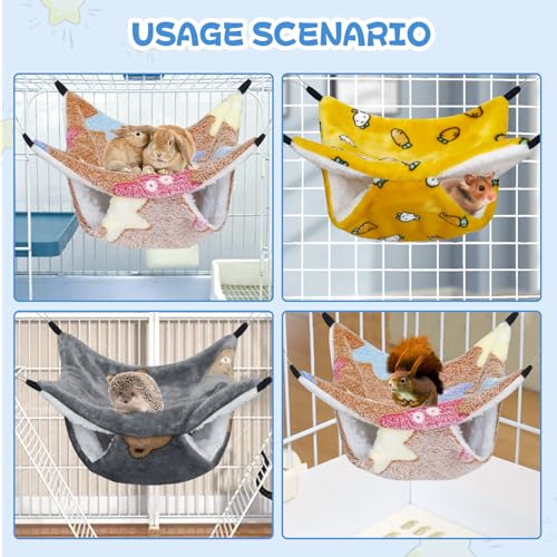 YedsIntu 3 Pcs Guinea Pig Hammock, Rat Ferret Hanging Hammock Guinea Pig Accessories for Small Animals Chinchilla Parrot Sugar Glider Ferret Hamster Squirrel (11"×11") - color: Yellow, Caramel, Grey