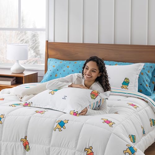 Berkshire LIG Printed Reversible Microfiber Comforter Set–7-Piece, Ultra Soft All-Season Bedding, Wrinkle & Fade Resistant, Full, Dancing White - color: Dancing White, size: Full