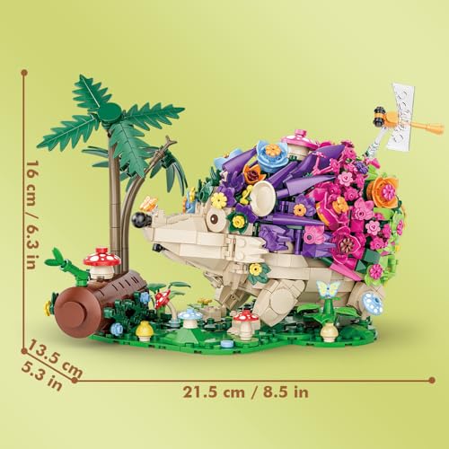 RiceBlock Hedgehog Building Sets, Flowers Animal Building Toys Collectible Gift ，Birthday Gifts Toys for Adults and Kids Age 6+(998 Pieces).
