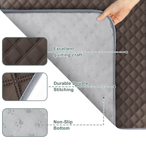 Eterish Reusable Washable Pee Pads for Dogs Large/Extra Large 36'' x 41'' 2 Pack, Absorbent Pet Puppy Dog Training Pads Non-Slip, Waterproof Whelping Potty Pads for Dogs Leak-Proof - color: Dark Brown, size: 2 Pack (36"x41")