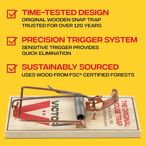 Victor Metal Pedal Sustainably Sourced FSC Wood Snap Mouse Trap - 4 Wooden Traps - M156 - Snap Traps for Mice - Reusable or Disposable Mouse Trap - style: 4 Traps