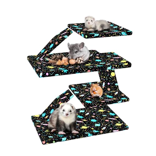 YKD Ferret Cage Liners for Ferret Nation & Critter Nation Cages | Waterproof Chinchilla Cage Accessories, Washable Bedding, for Ferrets, Chinchillas, Rats (Black, Double Unit Set) - size: Double Unit Set