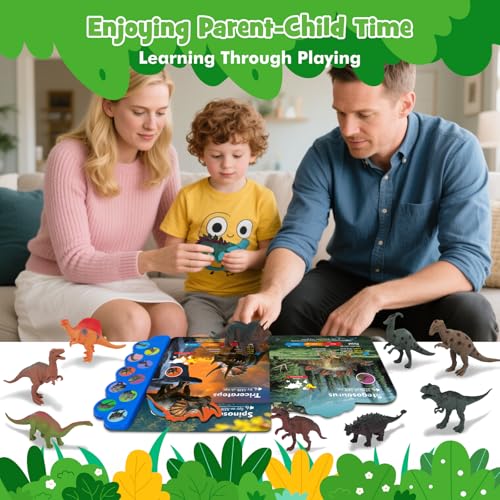 iGRATENS Dinosaur Toys with Sound Books, 10PCS Dino Toy for Toddlers & Animal Sounds Book with 10 Buttons, Realistic Plastic Animal Figures, Dinosaur Toys for Kids 3-5, Dinosaurs Lover Gifts for Kids - style: Dinosaur