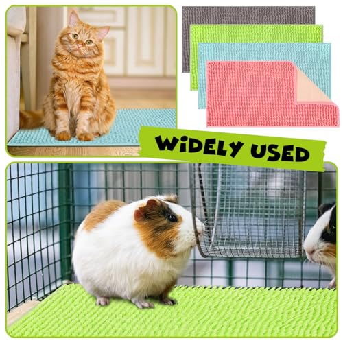 Barydat 8 Pcs Guinea Pig Cage Liner 36x16'' Washable Rabbit Fleece Mat Reusable Training Bedding Pee Sleeping Pad for Animal Hamster Chinchilla(Gray, Green, Pink, Blue) - color: Gray, Green, Pink, Blue, size: 36x16''