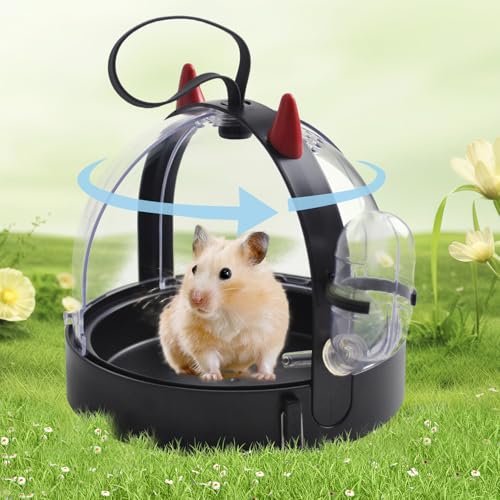 Portable Hamster Cage Travel Bag, High Permeability Hamster Travel Carrier with Water Bottle Small Pet Hamster Travel Carrier Cage for Hamster Gerbils Mice Guinea Pigs Sugar Glider(Black) - color: 【Black】