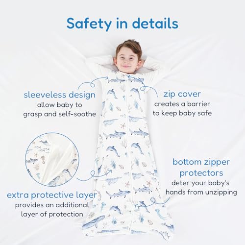 TotAha Toddler Sleep Sack 2T-3T-4T, Premium Light Wearable Blanket Baby Sleeping Bag with 2-Way Safe Zippers For Girl Boy - color: Whale Wonders, size: 2T-4T