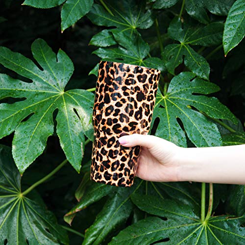 30oz Leopard Tumbler Stainless Steel Insulated Travel Mug with Straw Lid Cleaning Brush (30 oz Leopard), 1 Count (Pack of 1) | Double Wall Vacuum Suit Cold and Hot Drink Fits in standard car cup holders With Splash-Proof Lid - color: Leopard