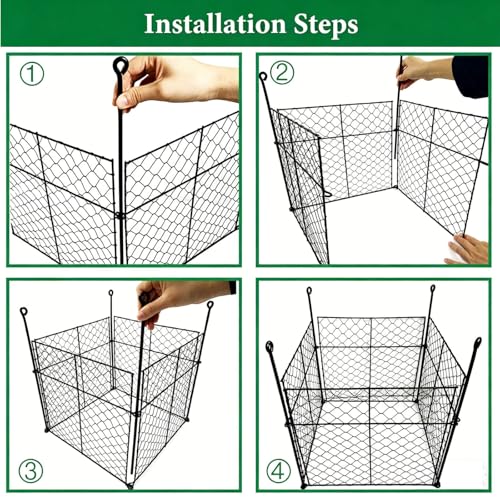 3 Pack Plant Protectors from Animals, 12Pcs 1" Mesh DIY Plant Cages 13.8"x13.8"x12", Metal Garden Animal Barrier with Stakes, Keep Rabbits & Chipmunks Out for Vegetables, Shrubs & New Plants - size: （13.8"L x 13.8"W x 12"H）3 Packs