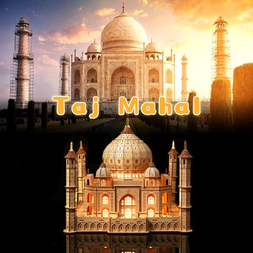 3D Wooden Puzzle for Adults, Taj Mahal Wood Model with Led Light, Self-Assembly Mechanical Building Kit Handicraft Brain Teaser Game Hobbies Toy, Birthday Gift for Women Men, Home Decor, 388 Pieces - style: Taj Mahal