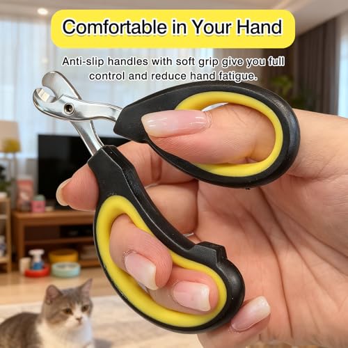 Professional Cat & Small Pet Nail Clippers Set, Safe Stainless Steel Claw Trimmers for Indoor Cats, Kittens, Small Dogs, Birds & Rabbits (2-Pack)