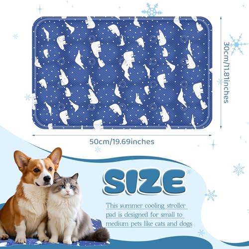 Nuanchu Dog Stroller Cooling Mat, Waterproof Gel Pet Cooling Pad for Summer, Washable Cat Sleeping Blanket, Portable Ice Gel Travel Mat for Cats, Crates, Car Seat(11.81 x 19.69 Inches,Royal Blue Bear) - size: 11.81 x 19.69 Inches, style: Royal Blue Bear