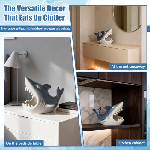 Shark Shaped Ceramic Bowl, Cute Ocean-Themed Storage Container, Versatile Organizer for Jewelry, Candy, Snacks