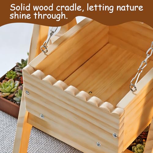Chinchilla Toys, Natural Wood Freestanding Cage Cradle - Hammock, Swing & Resting Resting spot for Hamsters, Guinea Pigs, Ferrets Small Pet Accessories