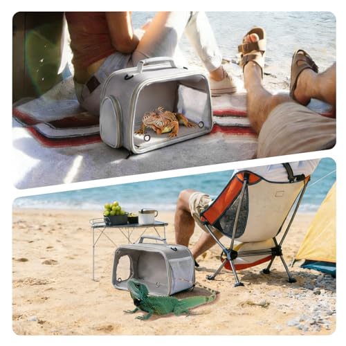 WEVONIGU Expandable Small Animal Backpack Carrier with Clear Bubble Window Large Space Travel Cage for Hedgehog Rat Parrot,Bearded Dragon,Sugar Glider,Airline Approved (Grey, Carrier) - color: Grey, size: 8.0"L x 7.0"W x 5.0"H