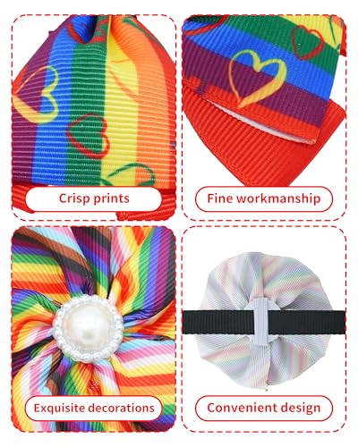 PET SHOW 4pcs Small Dogs Collar Flowers and Bows Charms For Festival Holiday Party Cats Rabbits Slides on Collars Leashes Puppies Medium Dog Collar Attachment - color: Rainbow-4pcs