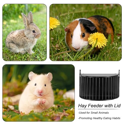 Metal Hay Rack for Rabbits, Bunny Hay Feeder Holder with Tops-Semicircular | Hanging Hay Rack for Guinea Pigs Chinchillas, Hay Feeder with Built-in Hooks, Reduce Mess Feeding Supply for Chinchilla Cage - size: 7.9x5.3x3.9