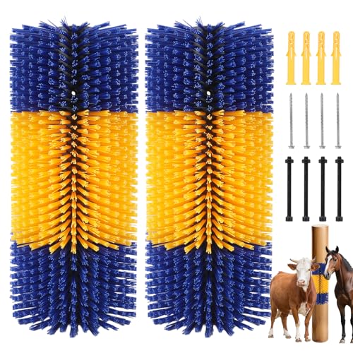 2pcs, Horse Brush, Livestock Scratching Brush, Goat Brush, Goat Scratching Post, Includes 8 Screws, Livestock Scratcher For Horses, Cows, Goats & Pigs Promotes Cleanliness & Skin Health