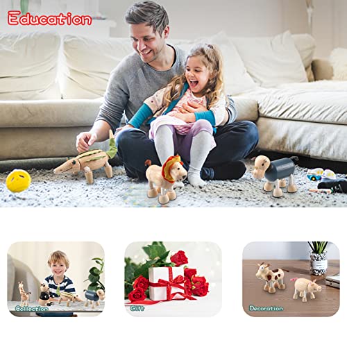 12PCS Bendable Wooden Animal Toys, Fun and Posable Animal Toys for Early Education, Smooth Natural Wood, Safari Farm Wood Animals Learning Toy for Kids