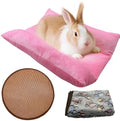 Hamiledyi 3PCS Rabbit Bed Mat 15.7x14 Inch Bunny Bed Soft Snuggle Pad Pillow Machine Washable Joint Support Guinea Pig Squirrel Hedgehog Ferret Kitten (Pink)
