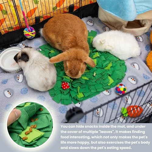 Rabbit Foraging Mat, Interactive Bunny Snuffle Feeding Toy | Soft Indoor Enrichment Pet Toy for Guinea Pig, Hamster, Chinchilla, Puppy, Kitten, Small Animals