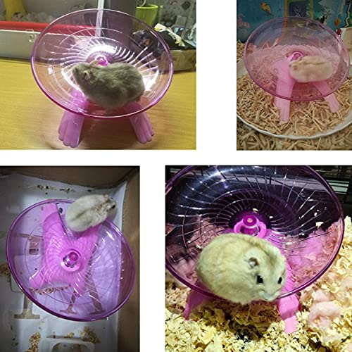 3 in 1 Hamster Water Bottle + Flying Saucer Exercise Wheel for Dwarf Hamster Mouse Rat Hedgehog (Pink, 80ml)