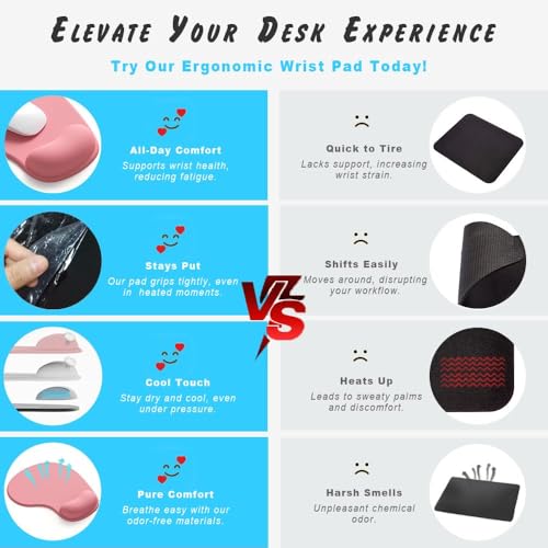Office Mousepad with Gel Wrist Support - Ergonomic Gaming Desktop Mouse Pad Wrist Rest - Design Gamepad Mat Rubber Base for Laptop Computer -Silicone Non-Slip Special-Textured Surface (01Pink) - color: 01Pink
