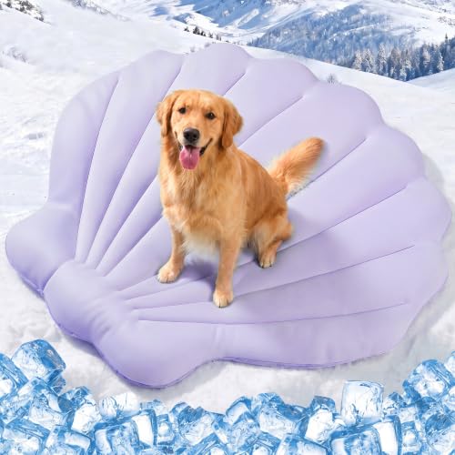 Q-Max>0.5 Dog Cooling Mat (Cool&Warm) 47''×47'', XL, Shell Purple | Double-Sided Self-Cooling Mat for Dog, Pet Cool Pads for Summer, Crate, Kennel, Machine Washable, Cat Cool Bed, Non-Gel - color: Shell-Macaron Purple, size: XL