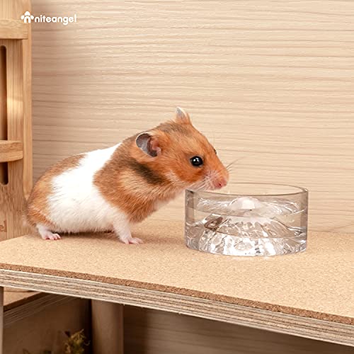 Niteangel Hamster Feeding & Water Bowl- 50ml Capacity & No Wet Fur for Pet | Chew Proof - Mount Fuji Series Glass Drinking Bowls for Dwarf Syrian Hamsters Gerbils Mice Rats or Other Similar-Sized Pets