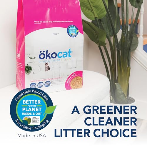 ökocat Super Soft Wood Unscented Clumping Cat Litter, 10.6 Pounds - Natural Ingredients, Stops Odor, Clumps Solid, 99% Dust Free, Great for All Cats, Sensitive Paws, Kittens | Ideal for cats with sensitive paws and kittens, Clay-like texture for easy tran