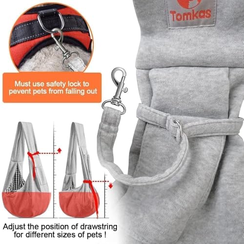 Tomkas Dog Cat Carrier Sling Classic Pocket & Classic Strap(M,Grey) - color: Grey