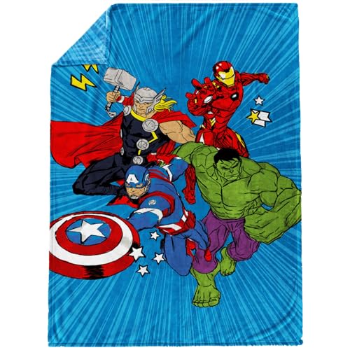 Jay Franco Kids Plush Throw Blanket – Soft & Cozy Fleece Throw for Bedroom & Couch Décor, Official Licensed Product, Blue - Avengers, 60x90 - Large Blanket - color: Blue - Avengers, size: 60x90 - Large Blanket