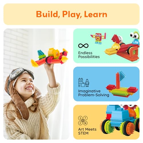PicassoTiles Toys 112 Piece Hedgehog Blocks STEM Building Tiles Set Construction Learning Toy Stacking Interlock Block, Creativity Beyond Imagination, Inspirational, Recreational, Educational PTB112 - color: 112pc Hedgehog