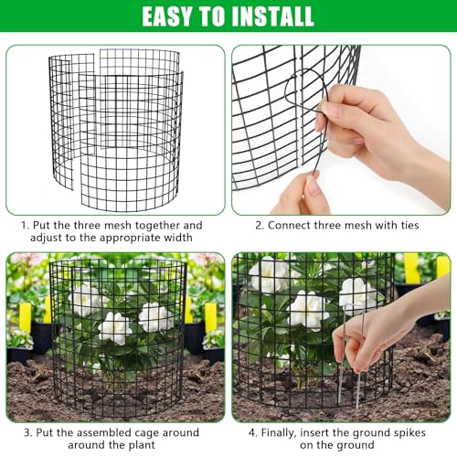 5 Pack Plant Protectors from Animals, 17x14" Plant Cages for Outdoor Plants | Wire Plant Protector, Thick Metal, Non-deformable, Free-Cut, Cap-less Design, Plant Protection Cage to Keep Animals Out - size: 5 PACK-17x14inch