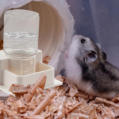 1 Pack Hamster Water Bowl Automatic Water Dispenser for Hamster Syrian Mice Gerbil Rodent (White)
