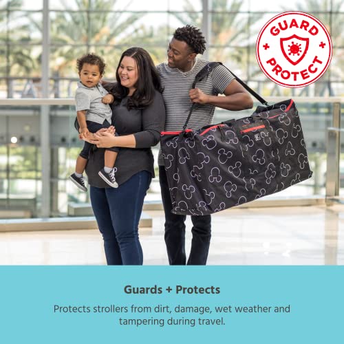 J.L. Childress Disney Baby Single & Double Stroller Bag - Travel Bag for Airplane, Fits Most Single & Double Baby Strollers, Airport Accessories for Gate or Baggage Check - Mickey Mouse, Black