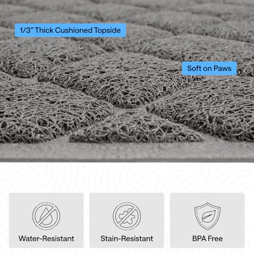 GORILLA GRIP Cat Litter Box Mat, Cushioned Coil Mesh Litter Trapping Mats, Scatter Control Supplies for Less Mess, Phthalate Free, Ultra Deep Catch Grooves, Rinse or Vacuum to Clean, 30x20 Gray - color: Grey, style: Medium (30" x 20")