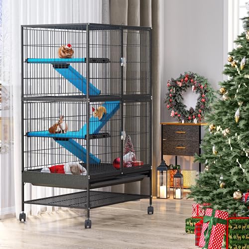 YITAHOME Small Animal Pet Cage: 4-Tiers Metal Guinea Pig Cage for Rats Ferret Chinchilla Large Hamster Indoor Cage