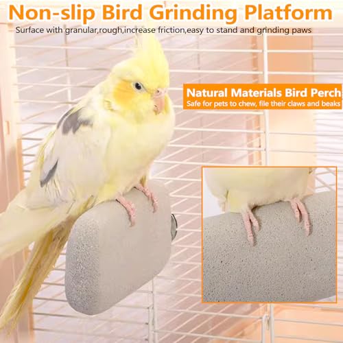 4PCS Bird Beak Grinding Stone,Parrot Perch Stands,Parakeets Platform Chewing Toys Calcium Pumice Lava Foot Claws Trimmer Climbing Ledge for Cockatiel Budgie Conure Lovebird(L,Multi-Color) - color: 4Pack Colorful | L