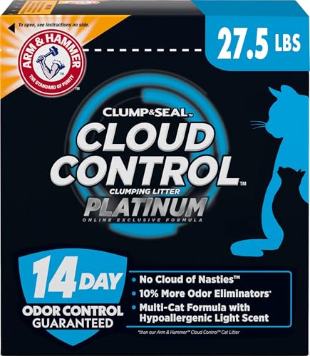 ARM & Hammer Cloud Control Platinum Cat Litter, 27.5 lbs | Multi-Cat Clumping Litter, Hypoallergenic and Dust-Free, 14-Day Odor Control - style: Cloud Control Platinum Clumping Litter