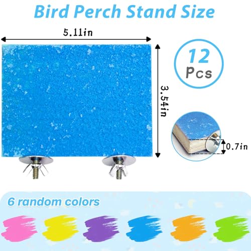 kathson 12 Pcs Bird Perch Stand Toy Colorful Wood Paw Grinding Stick Parrot Perch Stand Holder Platform Bird Cage Accessories for Pet Bird Parakeet Cockatiels Lovebirds (6 Random Colors) - size: 12Pcs, Random Color