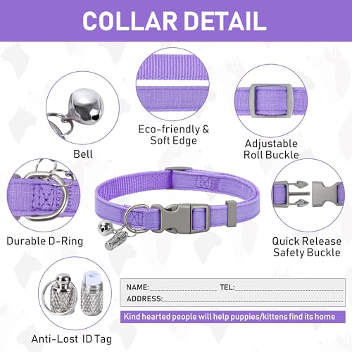 GAMUDA Small Pet Harness Collar and Leash Set, Step in No Chock No Pull Linen Fabric Soft Mesh Dog Vest Harnesses Reflective for Dogs Puppy Cats Kitten Rabbit (Purple, S) - color: Purple, size: Small