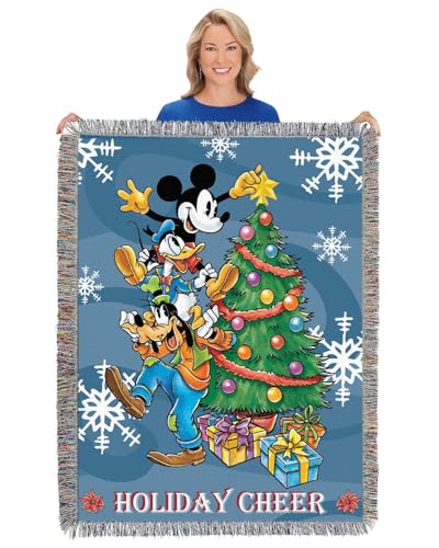 Disney Mickey Mouse Blanket Holiday Cheer Woven Tapestry Throw 48" x 60" - color: Spread Cheer
