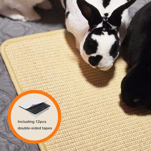 Rabbit Scratching Pad Natural Sisal Bunny Scratch Pad 16 x 12 Inch, Claws and Teeth Care Rabbit Scratcher Mats Chew Toys Indoor Bunny Accessories for Bedding Biting Sleeping Resting(2 Pack) - color: Beige-1, size: 15.7" x 11.8" (2 Pack)