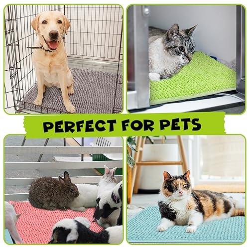 Barydat 8 Pcs Guinea Pig Cage Liner 24x16'' Washable Rabbit Fleece Mat | Reusable Training Bedding Pee Sleeping Pad for Animal Hamster Chinchilla(Gray, Green, Pink, Blue) - color: Gray, Green, Pink, Blue, size: 24x16''