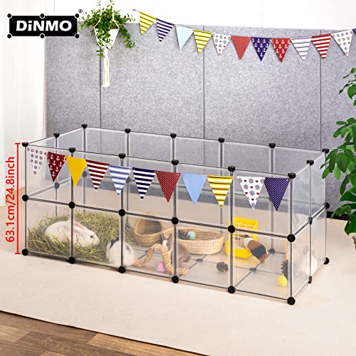 DINMO 38 Panels Bunny Playpen with Floor, Plastic, 61.2"L x 24.8"W x 24.8"H | Portable Small Animals Fence for Rabbits, Ferrets, Hedgehogs, Guinea Pigs, Puppies & Kittens, DIY, Expandable, Visualization - style: Plastic-38 panels