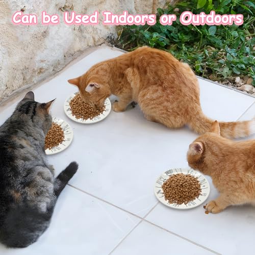 Ceramic Cat Bowl Set of 10-5.9 inch Wide & Shallow Cats Food Dish Cute Kitty Plates Relief Whisker Fatigue Small Pet Feeding Bowls for Kittens Puppy